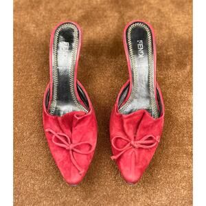 Fendi Red Suede Kitten Heels Size 36